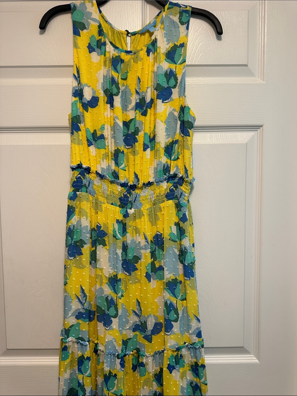Draper James Yellow Floral Sleeveless Midi Dress